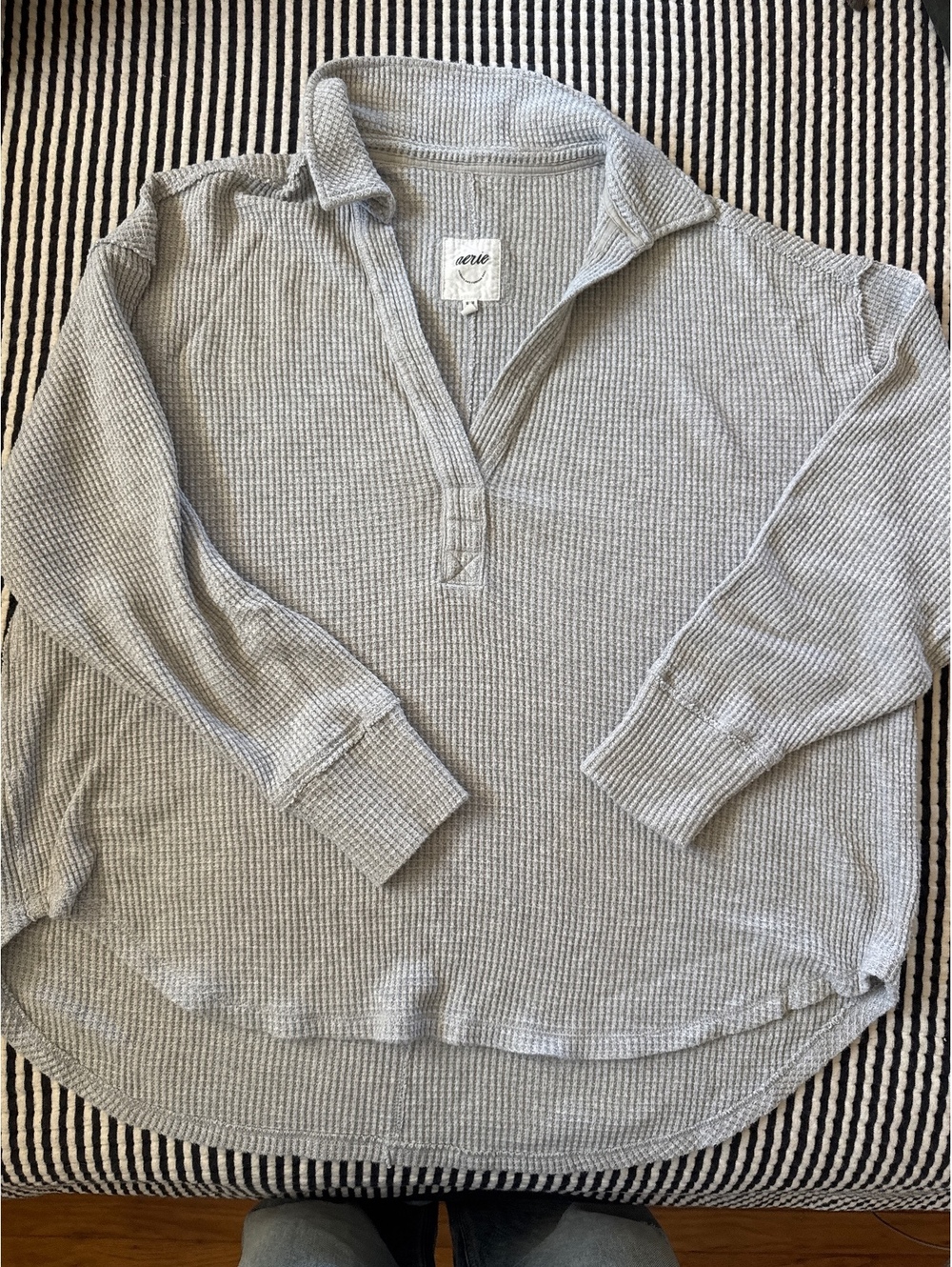 Aerie cotton waffle knit comfy cozy oversized sweater